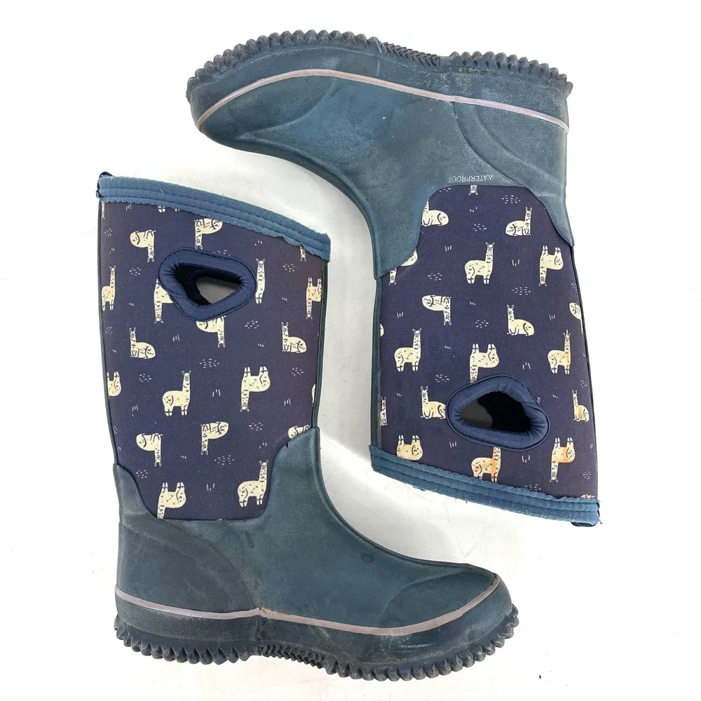 Target Kids Llama Alpaca Purple Waterproof Rubber Insulated Rain Boots (youth 1)